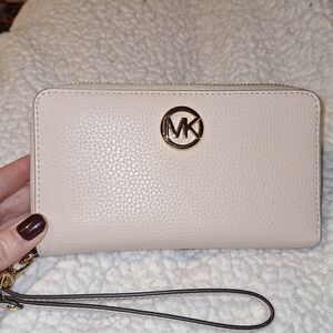 Michael Kors Beige Wristlet Wallet